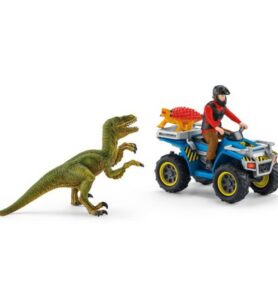 Schleich - Dinosaurus set, Útěk před Velociraptorem na čtyřkolce