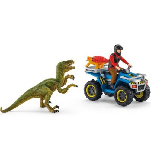 Schleich - Dinosaurus set, Útěk před Velociraptorem na čtyřkolce