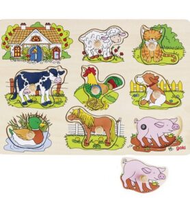 Puzzle muzikální - Domácí zvířátka, 8ks (Goki)