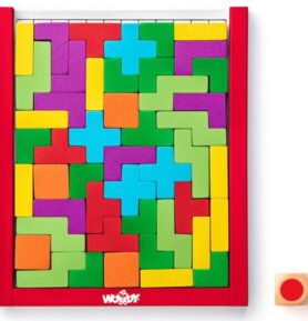 Mozaika - Dřevěný Tetris s kostkou, 48 dílků (Woody)