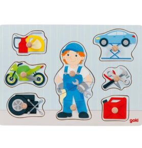 Puzzle vkládací - Automechanik, 8ks (Goki)