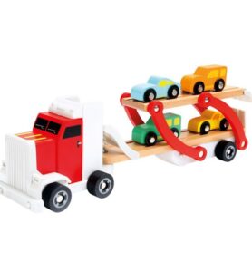 Auto - Tahač s návěsem patrový se 4 auty (Bino)