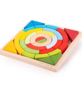 Kostky - Barevné, Oblouky a trojúhelníky, 36ks (Bigjigs)