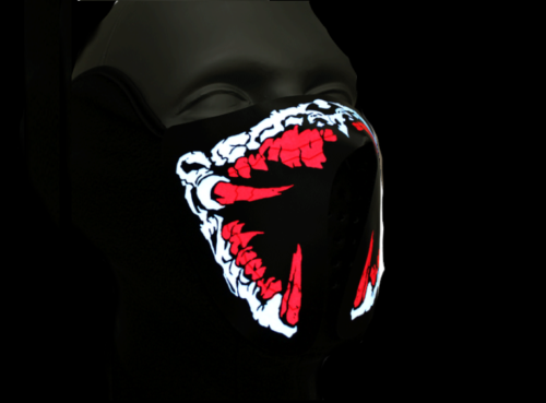 RAVEON Svítící kukla Alien Red | Maska reagující na zvuk
