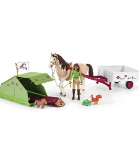 Schleich - Jezdecký klub, Sarah s koníkem a zvířátky kempují