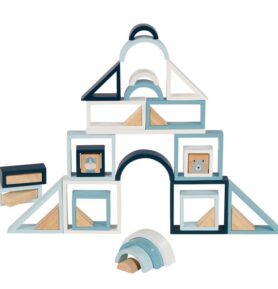 Kostky - S průhledy, Azuro geometrické tvary, 38ks (Goki)