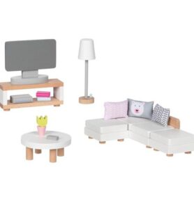Nábytek pro panenky - Obývací pokoj moderní světlý (Goki)