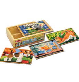 Puzzle dřevěné - V krabičce, Mazlíčci, 48ks (M&D)