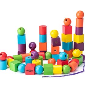 Navlékací perle - Maxikorále dřevěné, 60ks (Woody)