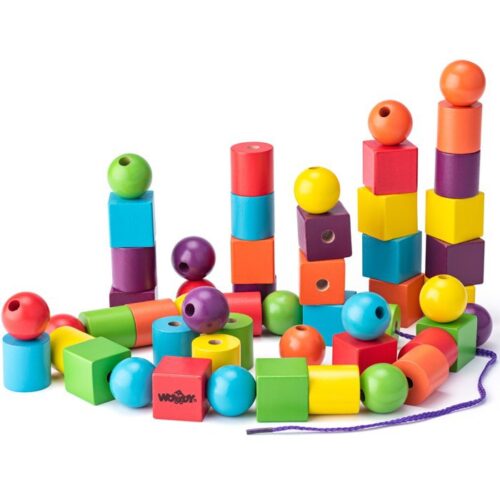 Navlékací perle - Maxikorále dřevěné, 60ks (Woody)