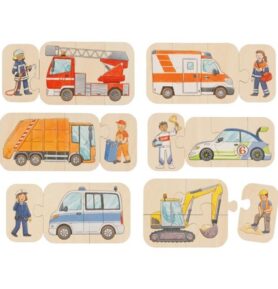 Puzzle pro nejmenší - Auta a povolání, 24ks (Goki)
