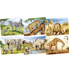 Puzzle dřevěné - Mini, Africká zvířátka, 24 dílků, 1ks (Goki)