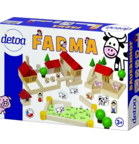 Kostky - Stavebnice dřevěná, Farma, 100ks (Detoa)