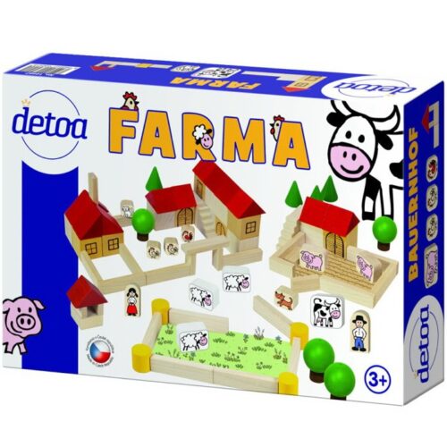 Kostky - Stavebnice dřevěná, Farma, 100ks (Detoa)