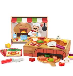 Prodejna - Pizzerie Carlo didaktická hra s vkládacími tvary (Woody)