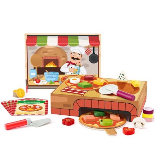 Prodejna - Pizzerie Carlo didaktická hra s vkládacími tvary (Woody)