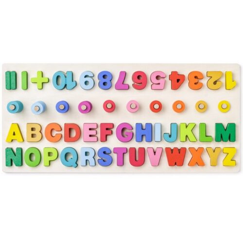 Puzzle výukové - Didaktická deska s počítáním a písmeny (Woody)