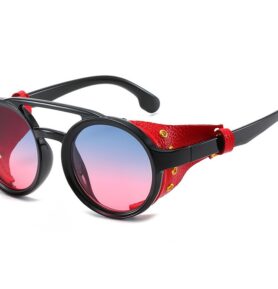 RAVEON STEAMPUNK brýle s koženým bočním štítem | Red