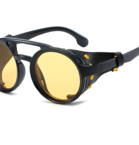 RAVEON STEAMPUNK brýle s koženým bočním štítem | Gold