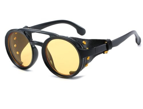 RAVEON STEAMPUNK brýle s koženým bočním štítem | Gold