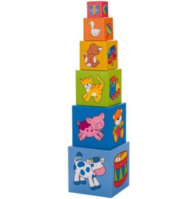 Pyramida z kartónu - Věci a zvířata, 6 kostek (Goki)