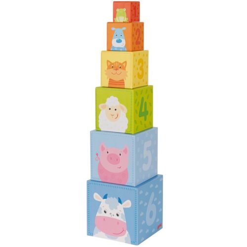 Pyramida z kartónu - Zvířátka s čísly, 6 kostek (Goki)