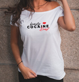 RAVE Dámské bílé tričko | Beauty Cocaine Beast Velikost: XS