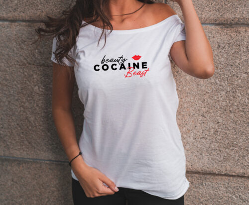 RAVE Dámské bílé tričko | Beauty Cocaine Beast Velikost: S