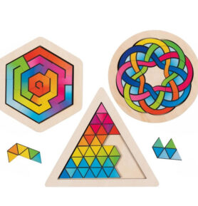 Hlavolam dřevěný - Puzzle na desce, Set 3ks (Goki)