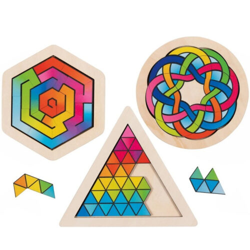 Hlavolam dřevěný - Puzzle na desce, Set 3ks (Goki)