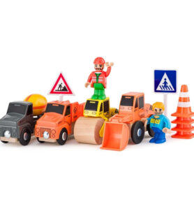 Vláčkodráha auta - Stavební stroje, 12 dílků (Woody)