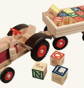 Auto - Traktor s vlečkou a kostkami ABC (Bino)
