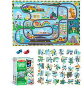 Puzzle podlahové - S natahovacími vozidly, Kolem světa (M&D)