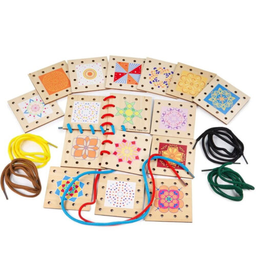 Šití - Provlékací obrázky, Patchwork (Bigjigs)