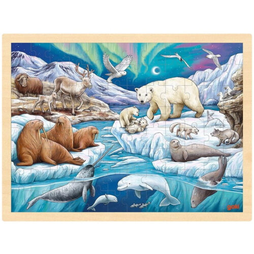 Puzzle na desce - Velké A3, Polární noc, 96ks (Goki)