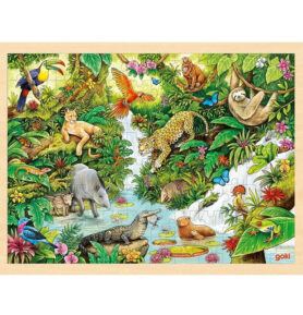 Puzzle na desce - Velké A3, V džungli, 96ks (Goki)