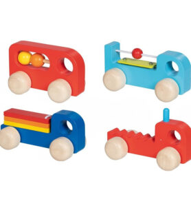 Hudba - Perkusní dřevěné autíčka, set 4ks (Goki)