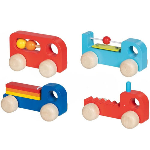 Hudba - Perkusní dřevěné autíčka, set 4ks (Goki)