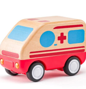 Auto - Dřevo-plast, Sanitka se zvuky a světlem na setrvačník (Woody)