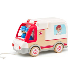 Tahací hračka - Auto ambulance se zvuky a světlem (Woody)
