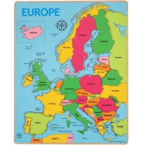Puzzle výukové - Mapa evropy dřevěná, 25 dílků (Bigjigs)