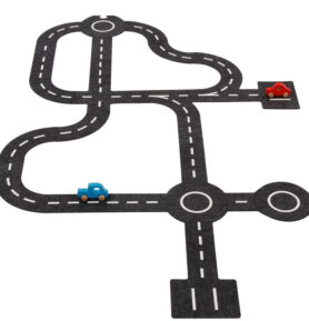 Puzzle podlahové - Silnice pro autíčka z filce + 2 auta (Goki)