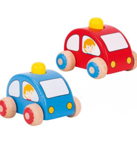 Auto - Pískací, Barevné s řidičem dřevěné, 1ks (Goki)