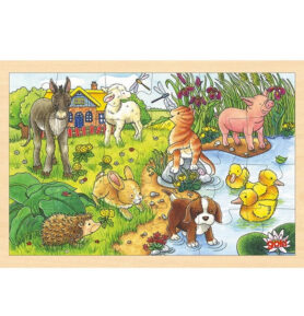 Puzzle na desce - Mláďata zvířátek, 24 dílků (Goki)