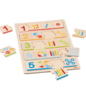 Puzzle výukové - Co kam patří, Počítání, 20 dílků (Goki)