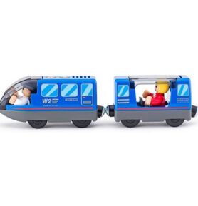 Vláčkodráha mašinka - Elektrická s pohonem, Modrá s vagónem (Woody)