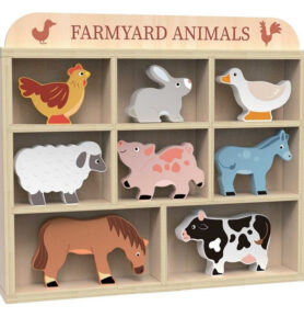 Zvířátka dřevěné - Sada v uložném boxu Farma, 8ks (2Kids Toys)