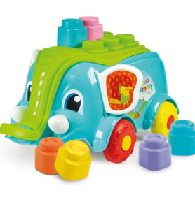 Clemmy baby soft - Vozík slůně a 10 kostek