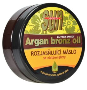 Rozjasňující máslo po opalování s BIO arganovým olejem a zlatými glitry SUN VIVACO