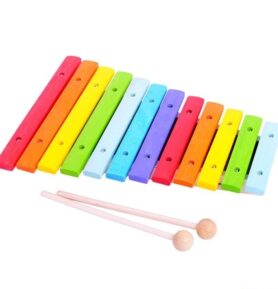 Hudba - Xylofon 12 tónů, celodřevěný barevný (Bigjigs)